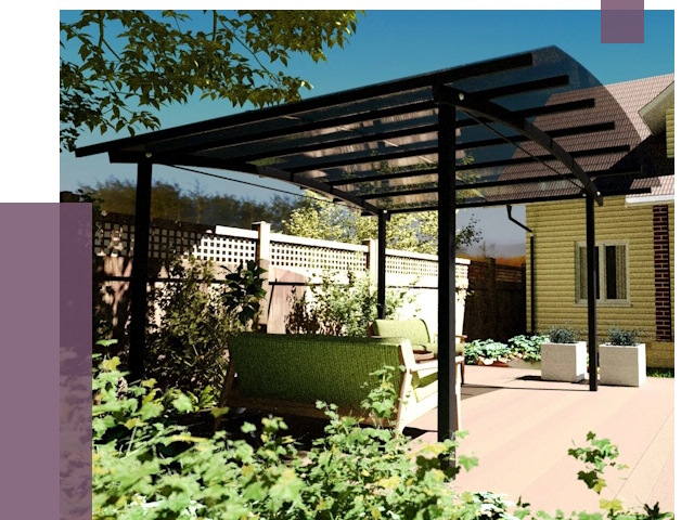 Навесы для террасы в Ахтубинске от 13203 руб. под ключ | ПРОЛЁТ-Хтб