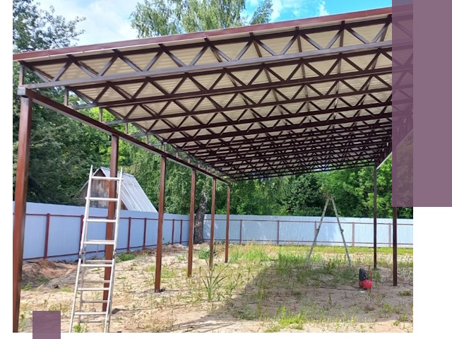 Односкатные навесы под ключ в Ахтубинске — изготовление и монтаж