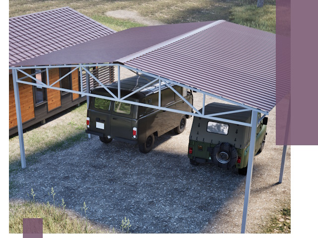 Двускатные навесы под ключ в Ахтубинске — изготовление и монтаж